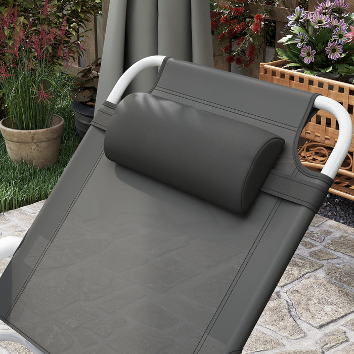 Charcoal Grey Foldable Lounge Chair with Adjustable Backrest and Headrest by Outsunny