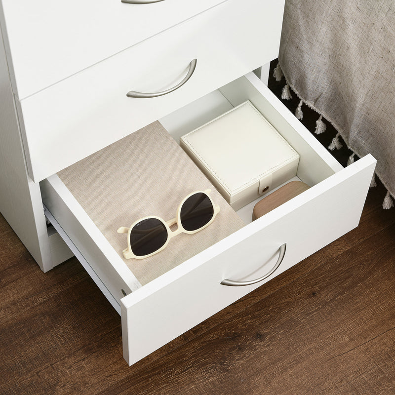 White 3 Drawer Bedside Table with Silver Handles by HOMCOM