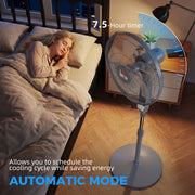 Pedestal Fan with Remote Control and Adjustable Height for Home or Office Grey AOSOM