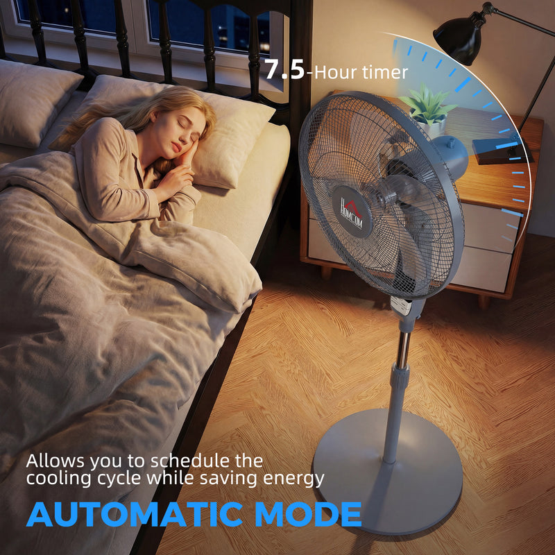 Pedestal Fan with Remote Control and Adjustable Height for Home or Office Grey AOSOM