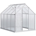 Walk In Polycarbonate Greenhouse 190 x 253 cm With UV Protection For Garden Use Silver