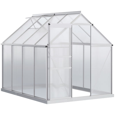 Walk In Polycarbonate Greenhouse 190 x 253 cm With UV Protection For Garden Use Silver