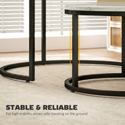 Round Nesting Coffee Tables For Living Room Marble Effect Tops With Steel Frame for Modern Homes Homcom