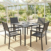 Garden Dining Set for 4 with Weather Resistant Table and Chairs Easy Care Black Outsunny