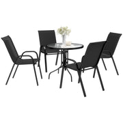 Five Piece Black Steel Patio Set with Glass Top Table by Outsunny