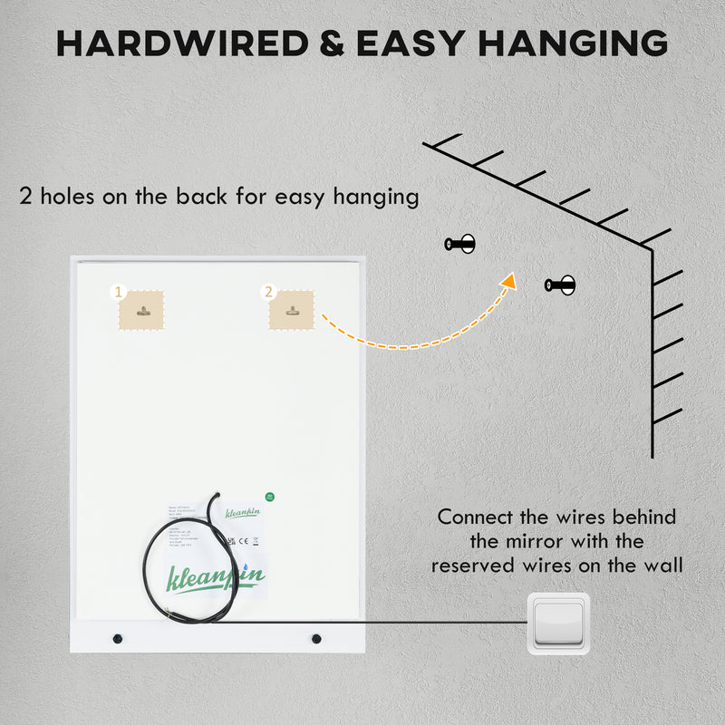 LED Bathroom Mirror with Adjustable Lights and Shelf Anti Fog Smart Touch Control White