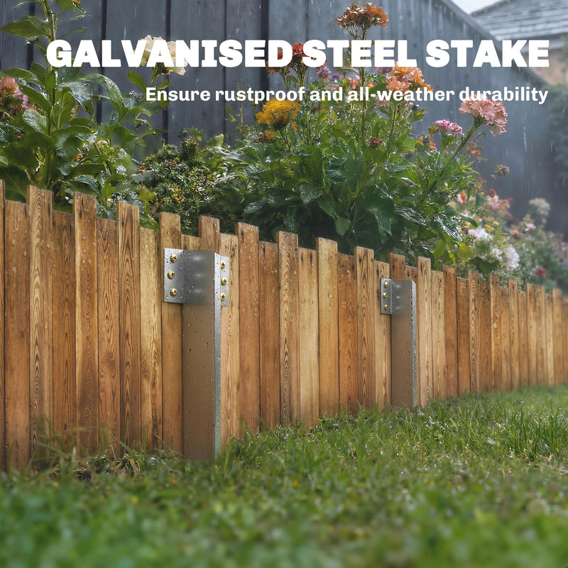 Sleeper Bracket Set for Raised Beds and Garden Borders Galvanised Steel 20 Pack Silver AOSOM