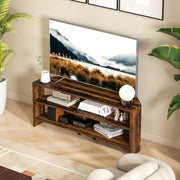 Rustic Brown Corner TV Stand for 47 Inch TV with Open Shelves for Storage and Display