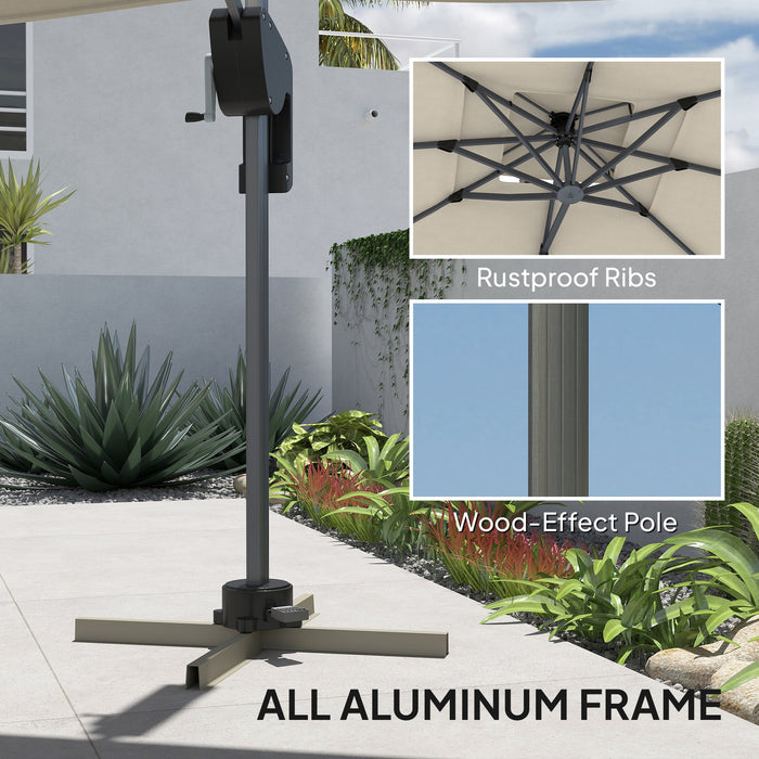 Grey Cantilever Parasol 3.7 x 2.7m With 360 Rotation Tilt UPF50 Sun Shade by Outsunny