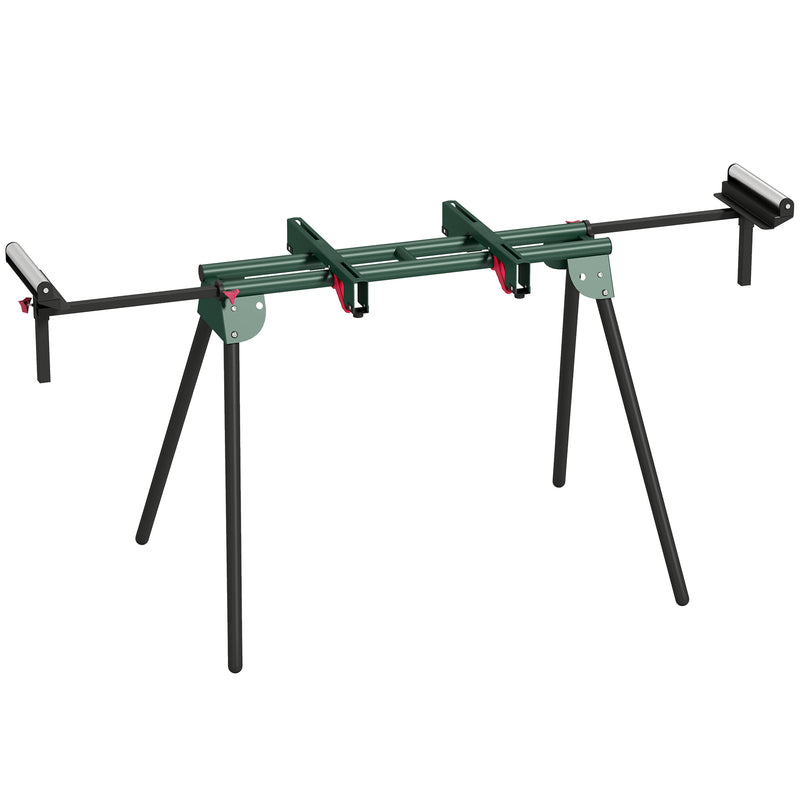 Mitre Saw Stand with Adjustable Rollers for Stable Timber Cutting Green