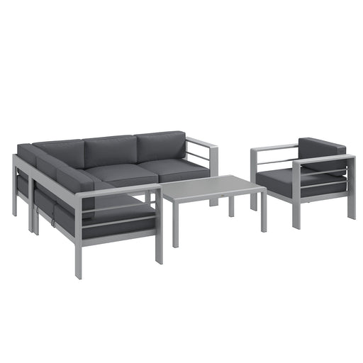 Image of a Grey Outsunny Garden Sofa Set With Table 