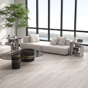 Set of 2 Three Tier Side Tables with Open Shelves for Bedroom or Lounge, Cement Colour