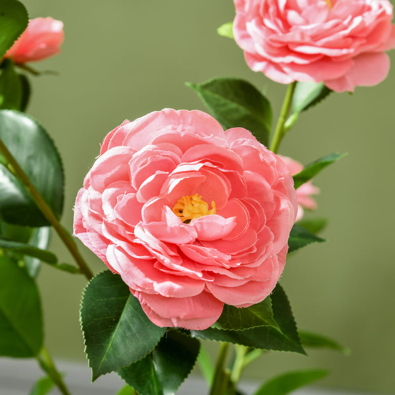 Set of 2 Artificial Camellia Plants in Pots For Indoor or Outdoor Display 95cm Pink AOSOM