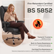 Ergonomic Office Chair With Recline and Footrest for All Day Back Support Black Homcom