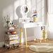 White Elegant Dressing Table with LED Mirror and Storage by HOMCOM