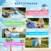 Kids Inflatable Bouncy Castle with Water Slide and Ball Pit for Garden Play Blue Orange AOSOM