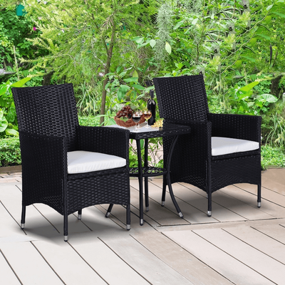 Stylish 3 Piece Rattan Bistro Set Outsunny