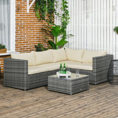 3pc Rattan Garden Sofa and Table Outsunny