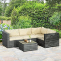 3pc Rattan Garden Sofa and Table Outsunny