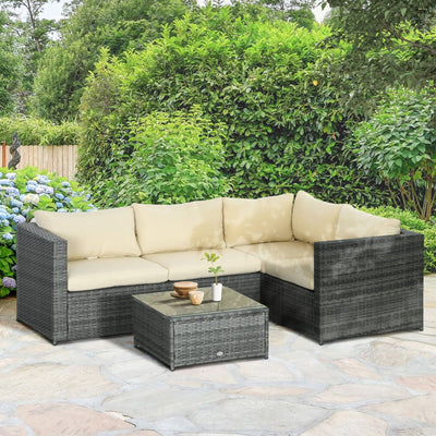 3pc Rattan Garden Sofa and Table Outsunny