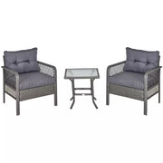 Rattan Bistro Set - Grey Outsunny