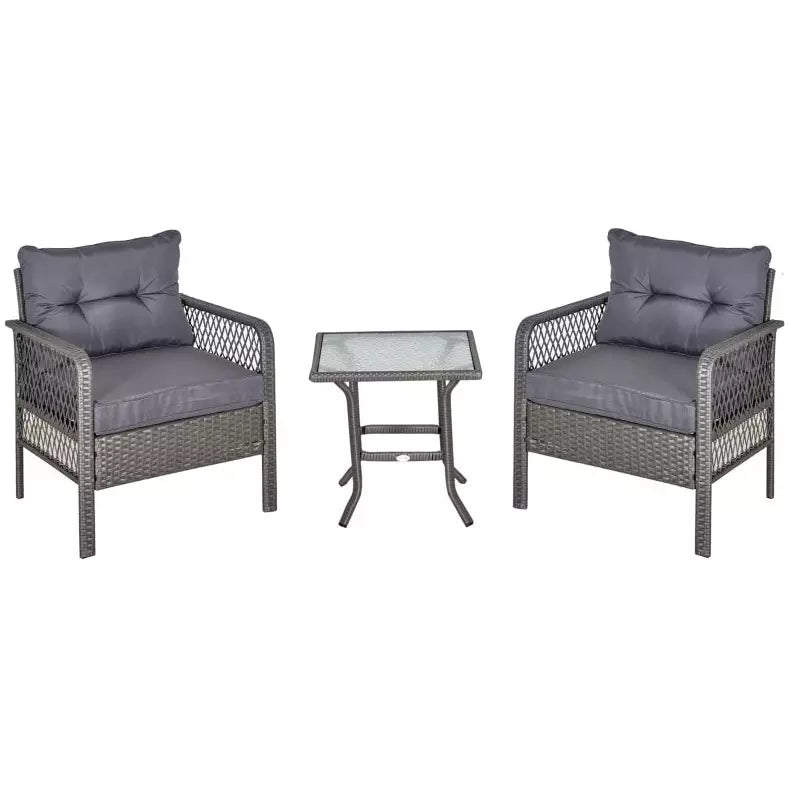 Rattan Bistro Set - Grey Outsunny