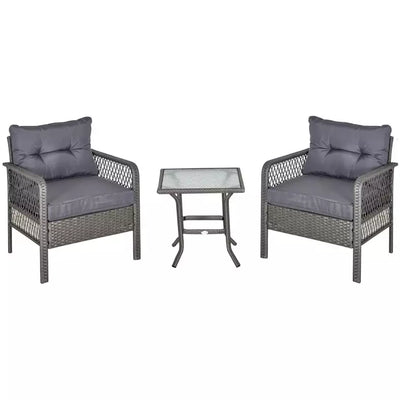Rattan Bistro Set - Grey Outsunny