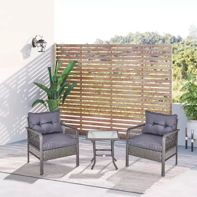 Rattan Bistro Set - Grey Outsunny