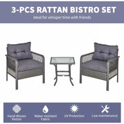 Rattan Bistro Set - Grey Outsunny
