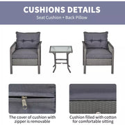 Rattan Bistro Set - Grey Outsunny