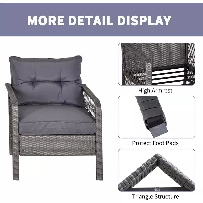 Rattan Bistro Set - Grey Outsunny