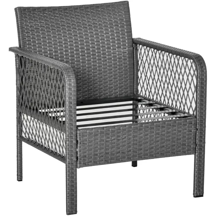 Rattan Bistro Set - Grey Outsunny