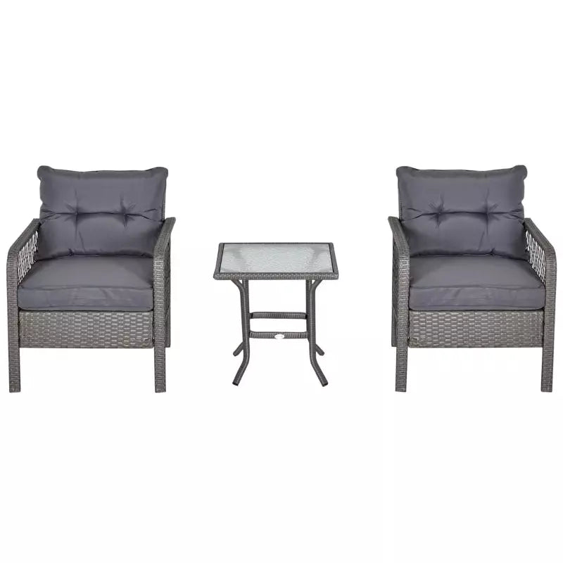 Rattan Bistro Set - Grey Outsunny