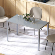 Dining Table for 4 with Easy Clean Glass Top and Steel Frame for Modern Homes Grey AOSOM
