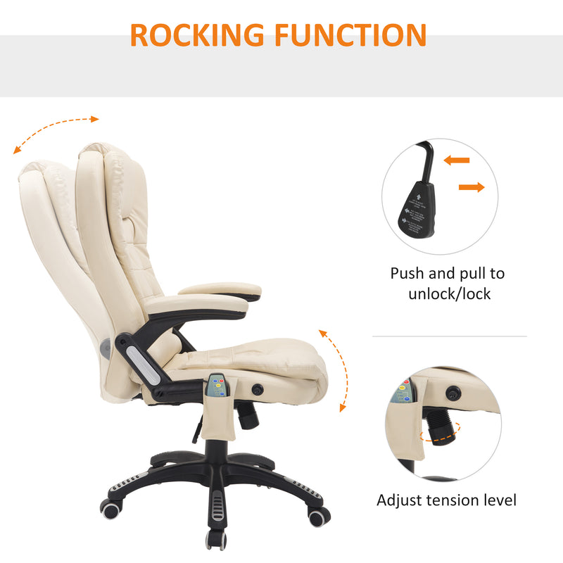Massage Office Chair with Heat and Adjustable Recline for All Day Comfort Beige