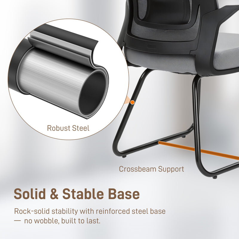 Office Chair with Mesh Back and Lumbar Support for Waiting or Conference Room Dark Grey