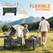 Folding Festival Trolley for Family Outings and Camping with 80L Capacity Grey Outsunny