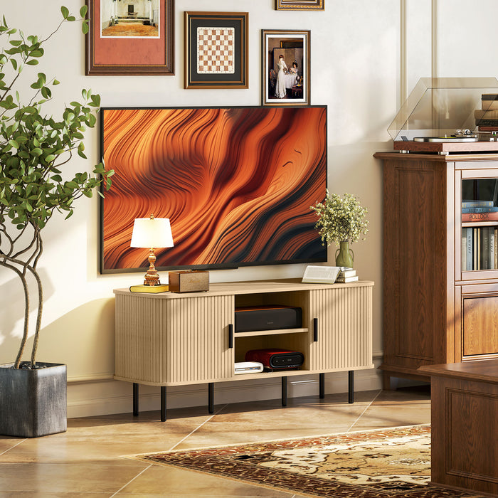 Oak TV Stand Cabinet for TVs up to 55 Inches with Storage Shelves and Cupboard by HOMCOM