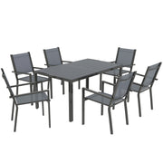 7 Piece Garden Dining Set with Stackable Chairs and Slatted Table by Outsunny