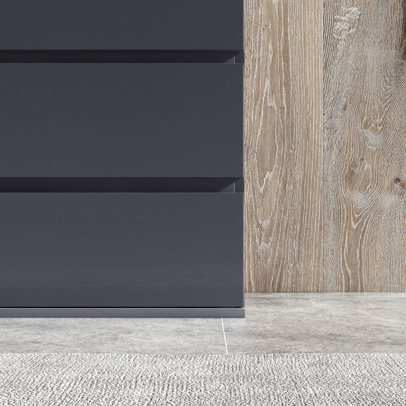 5 Drawer Tall Bedroom Dresser With High Gloss Finish And Ample Storage Space Grey