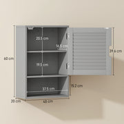Wall Mounted Bathroom Cabinet With Adjustable Shelves For Compact Storage Grey AOSOM