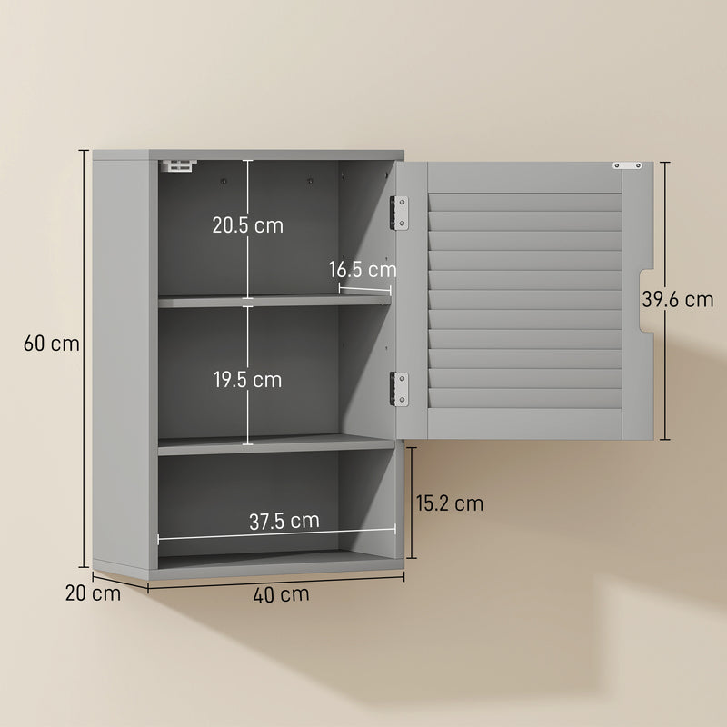 Wall Mounted Bathroom Cabinet With Adjustable Shelves For Compact Storage Grey AOSOM