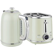 Green Retro Kettle and Toaster Set with Adjustable Temperature Ideal for Breakfast
