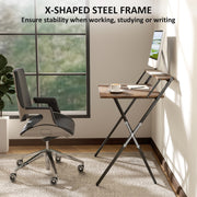 Rustic Brown Folding Computer Desk with Monitor Shelf 81.5 cm Space Saving Design by HOMCOM