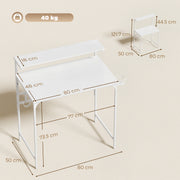 Computer Desk with Shelves and Cup Holder for Small Spaces White AOSOM