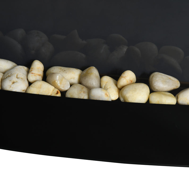 Slimline Wall Mounted Electric Fireplace with Curved Glass and 7 Colour LED Lights