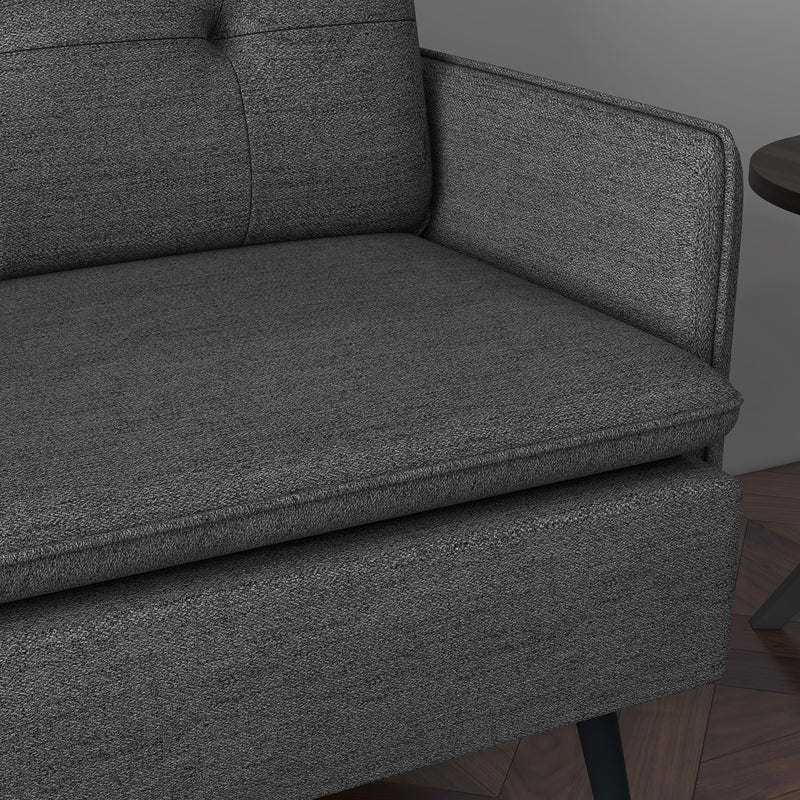 Modern Dark Grey Two Seater Loveseat Sofa With Cushions and Steel Legs by HOMCOM