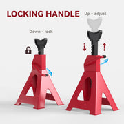 Car Jack Stands Set of 2 for Safe Vehicle Repairs Adjustable Height Red Black AOSOM
