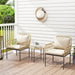 Beige 3 Piece Rattan Bistro Set with Cushions and Glass Top Table for Garden or Balcony by Outsunny