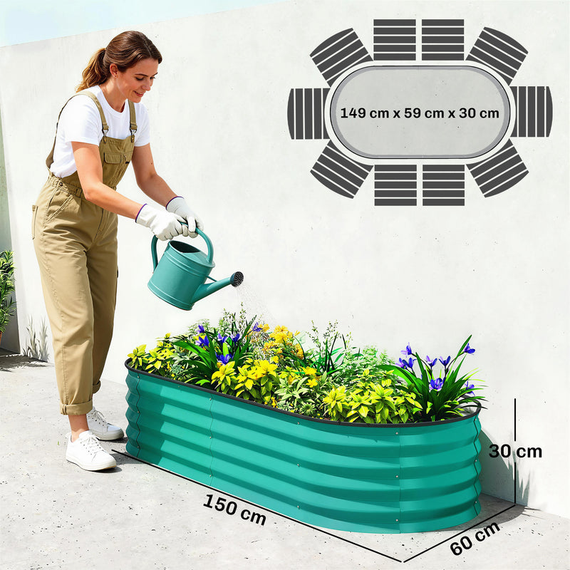 Galvanised Raised Garden Beds Set of 2 for Easy Outdoor Planting with Open Bottom